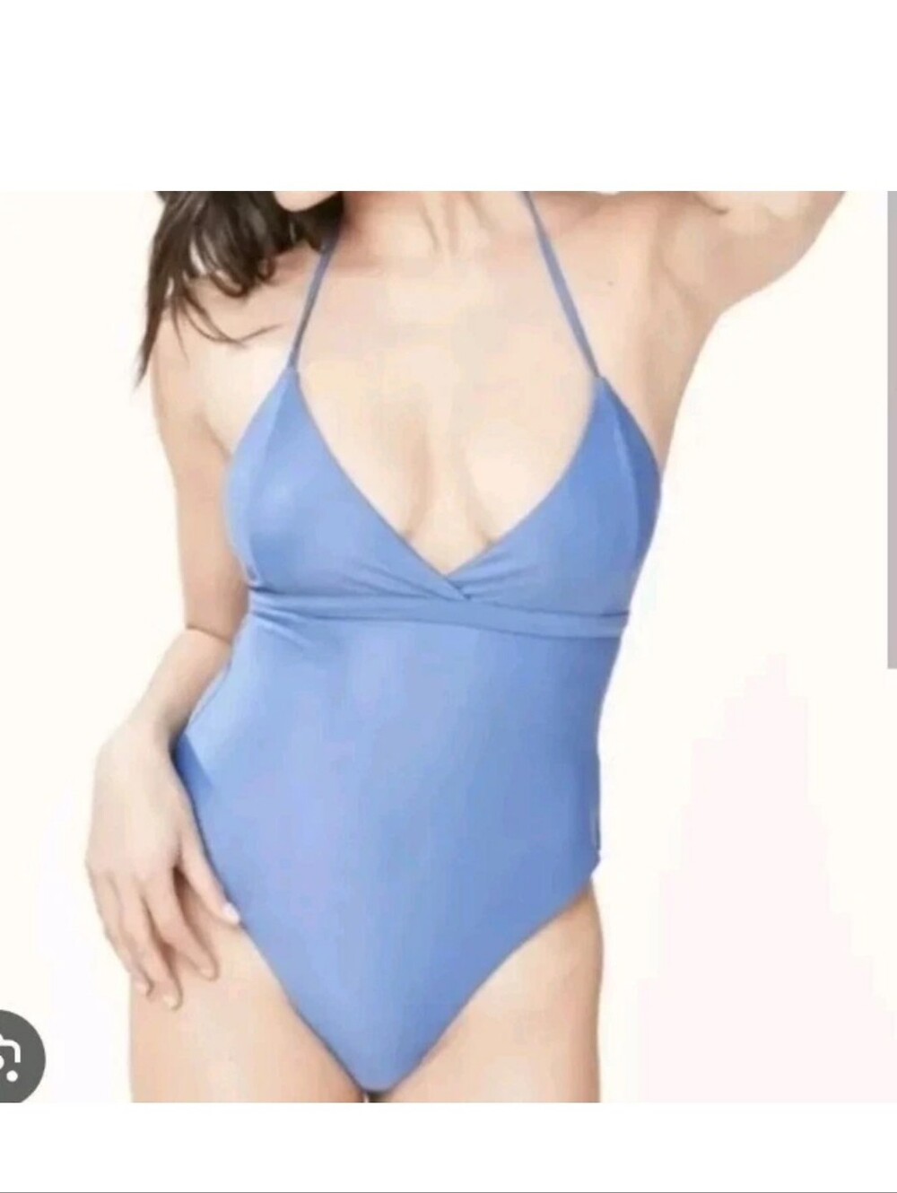 Andie Swim The Lagos One Piece Swimsuit Halter Tie Neck Horizon Blue Size XL